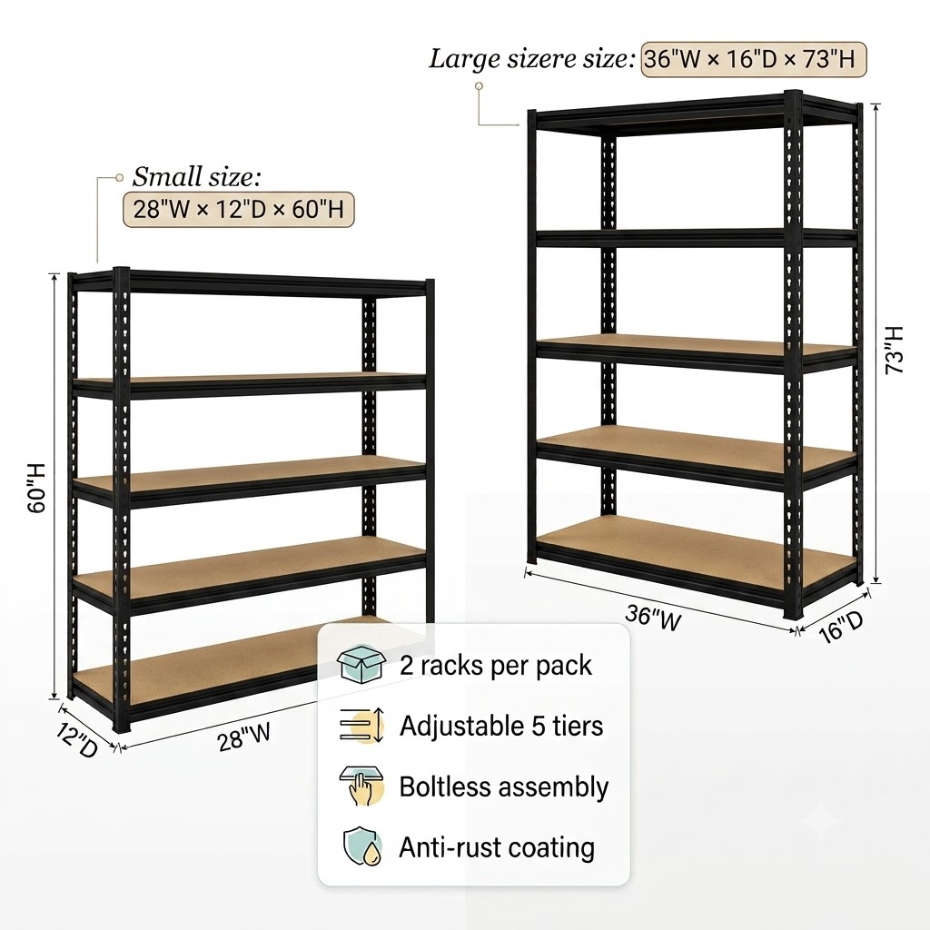 2 Pack Heavy Duty 5 Tier Stora - Home Improvement Outlet Stores บทวิจารณ์และราคา